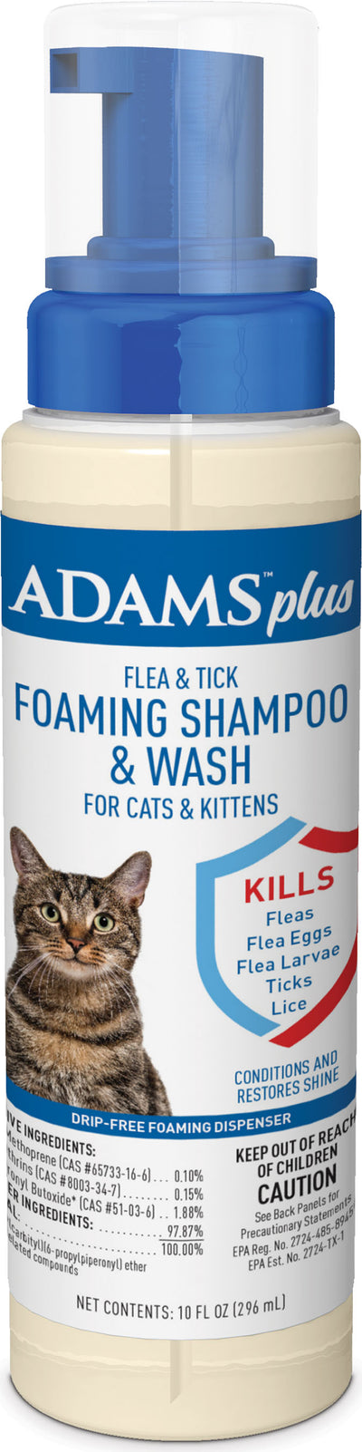 Adams Plus Flea & Tick Foaming Shampoo For Cats