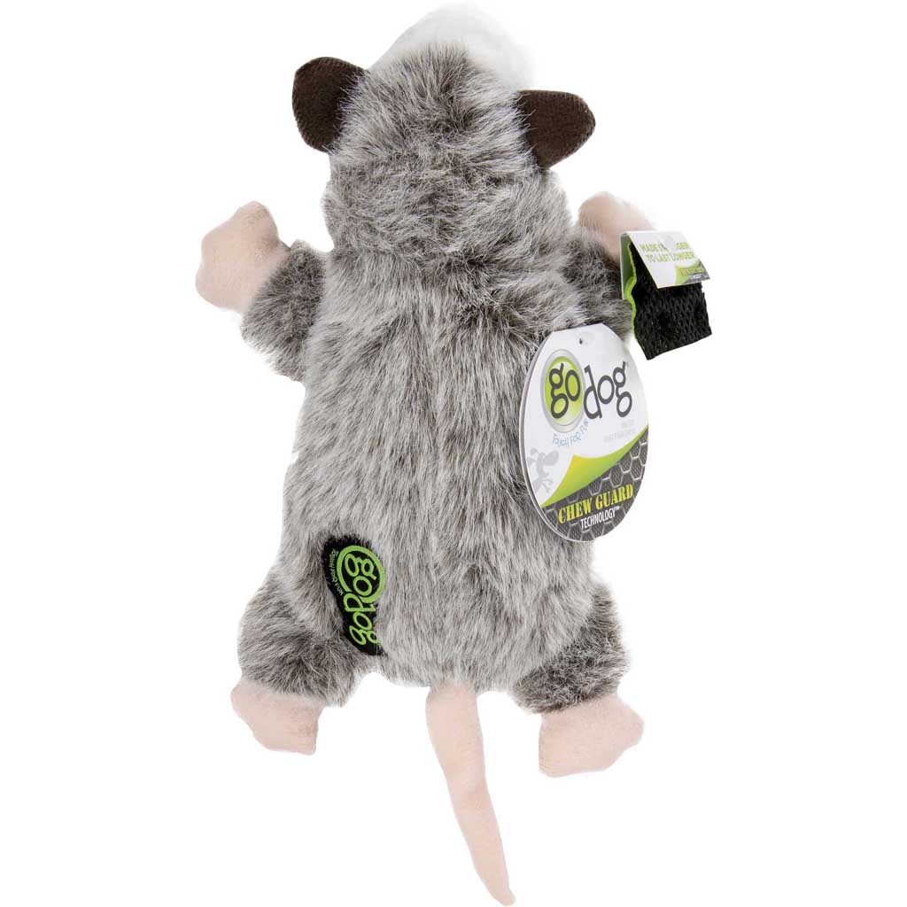 Godog Flatz Opossum Squeaky Plush Flattie Dog Toy