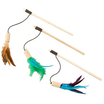 Spot Cat-Bernet Cork Teaser Wand W/Feathers