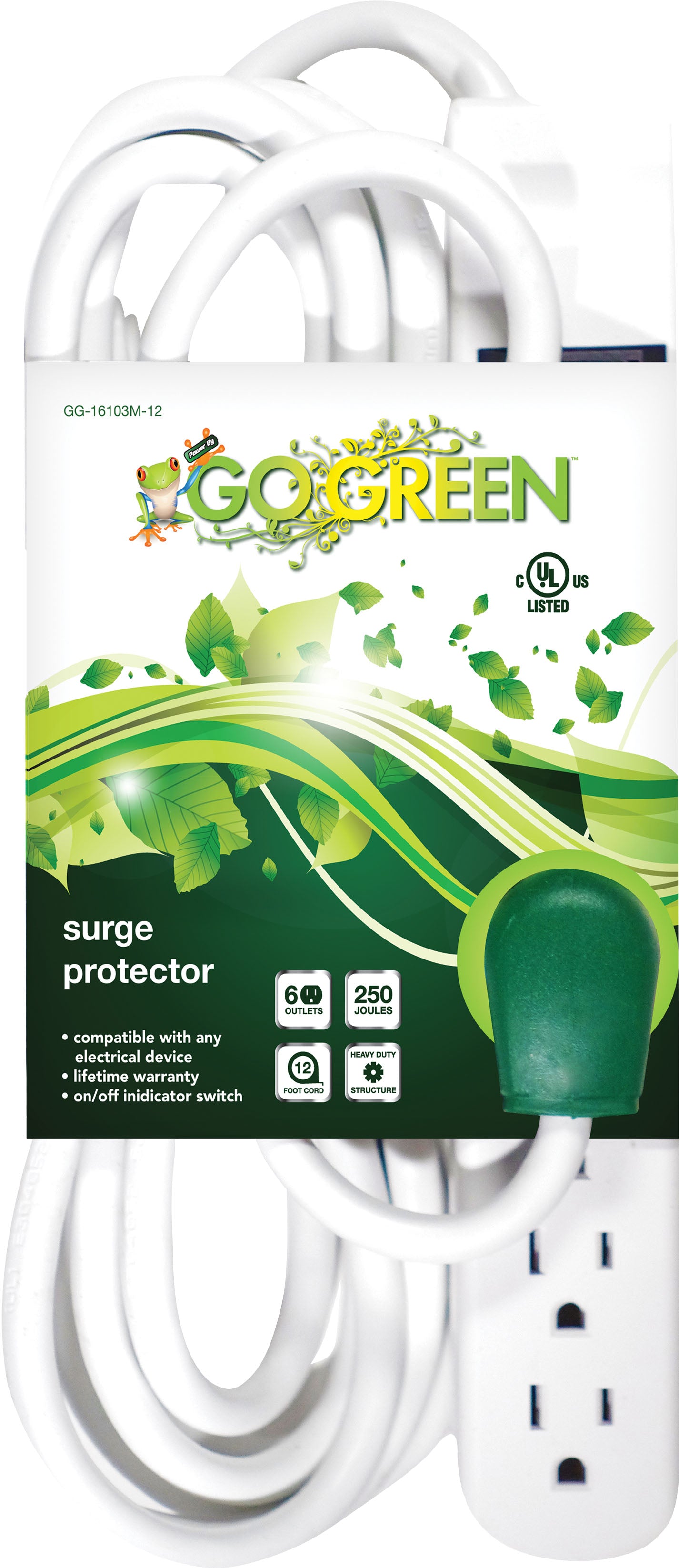 Gogreen Surge Protector 6 Outlet W/12 Ft Cord