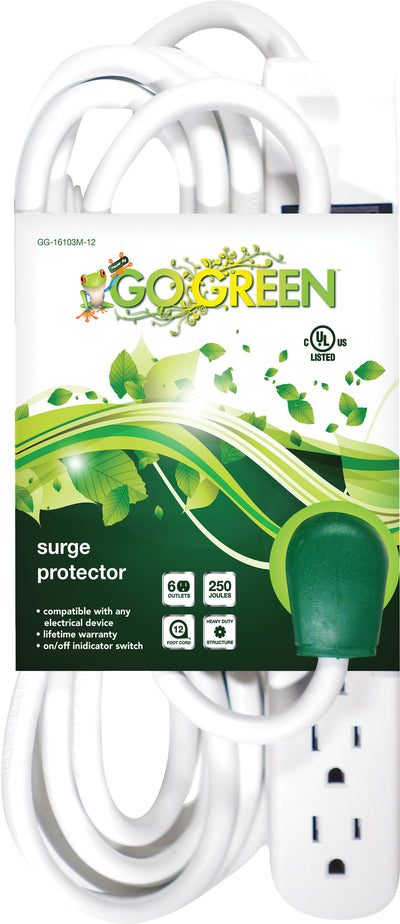 Gogreen Surge Protector 6 Outlet W/12 Ft Cord