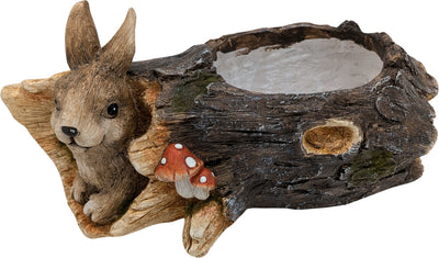 Esschert Design Faux Wood Bunny In Log Planter