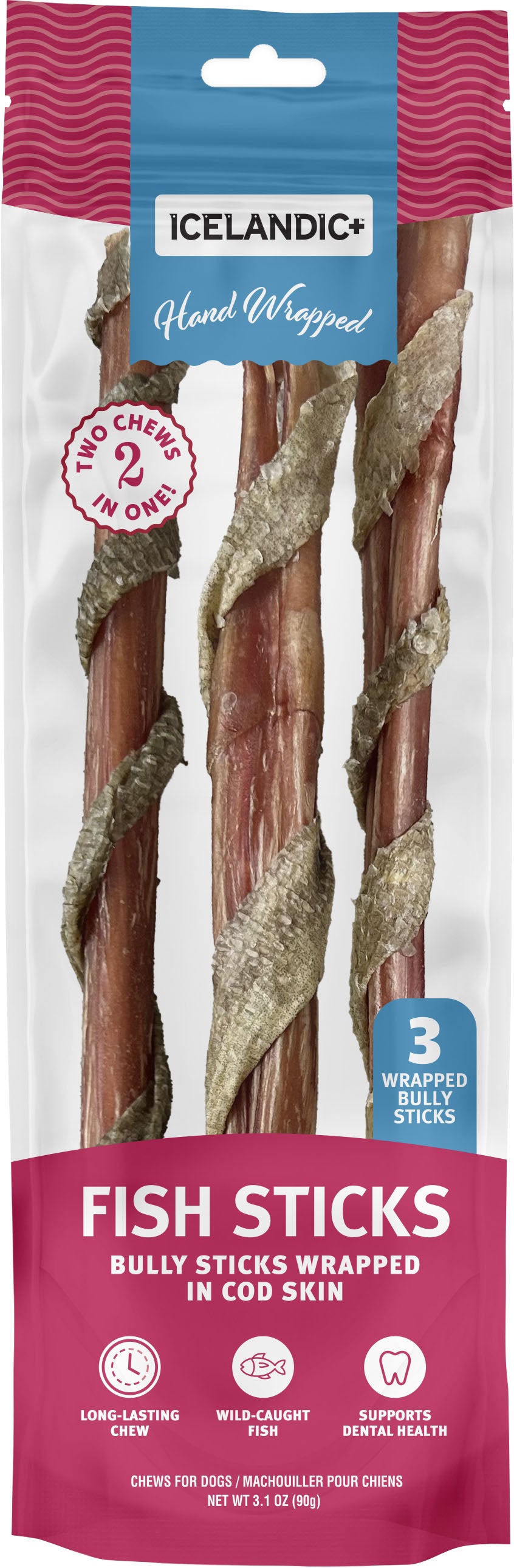 Icelandic+ Bully Stick Wrapped With Fish Skin