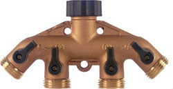 Metal 4 Way Hose Valve W/Built In Shut Off Valves