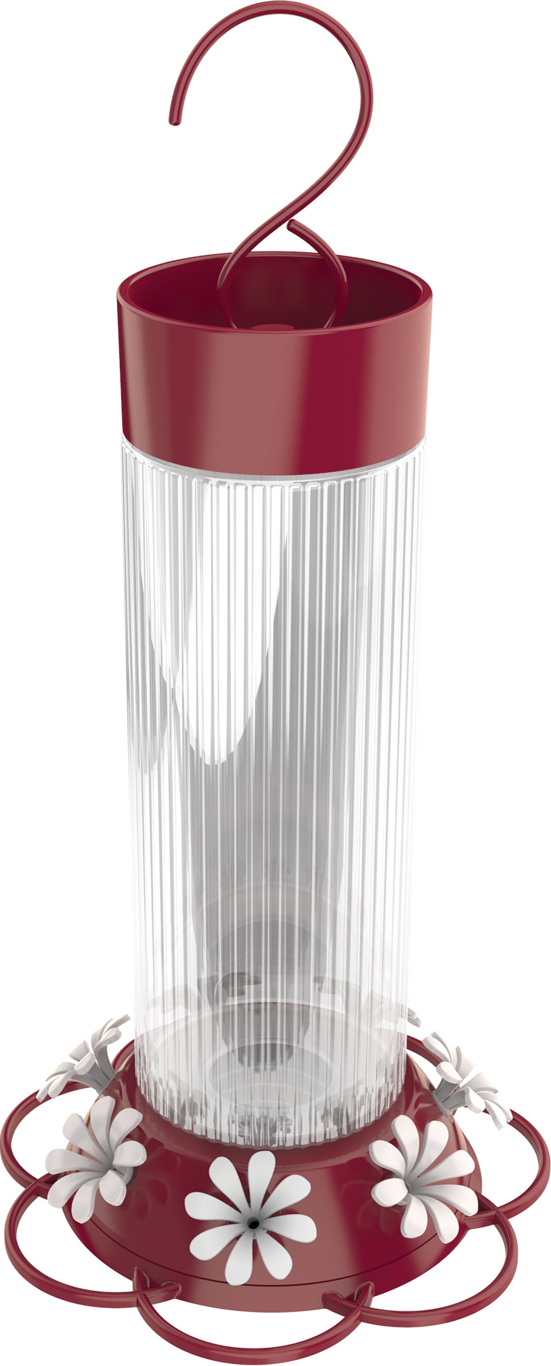 Ribbed Rose Glass Hummingbird Feeder