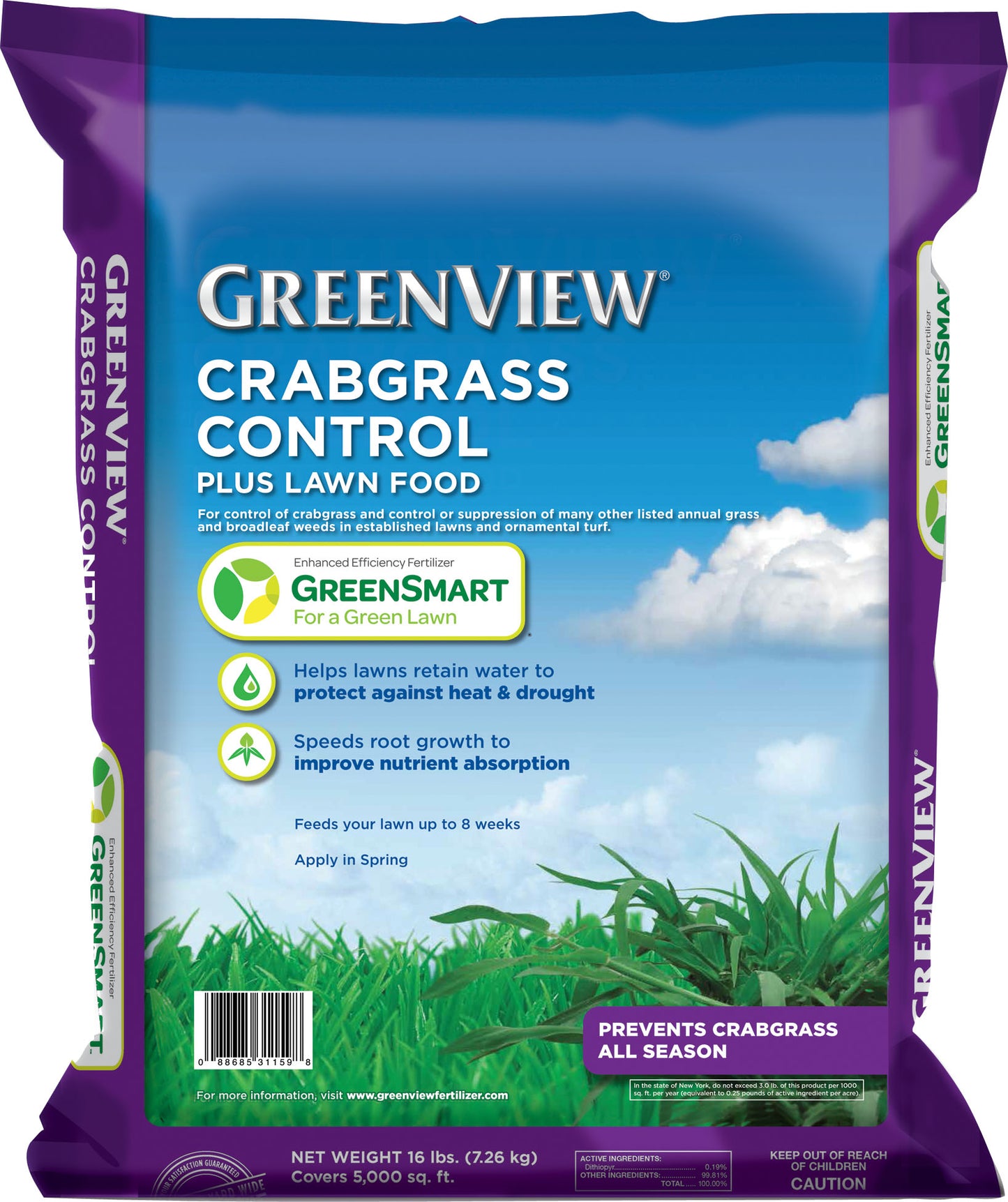 Crabgrass Control Plus Lawn Food W/Green Smart