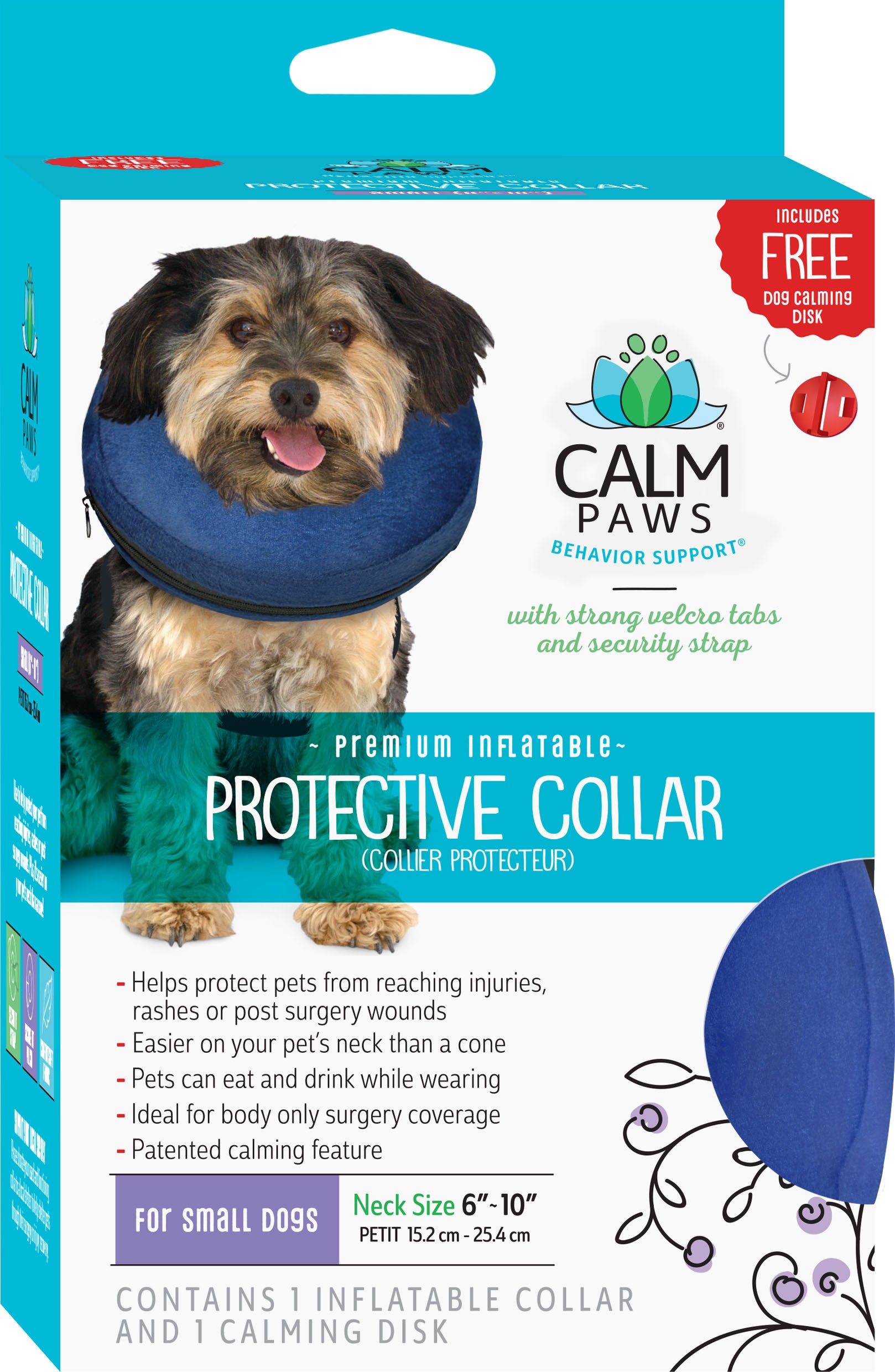 Protective Inflatable Collar W/Dog Calming Disk