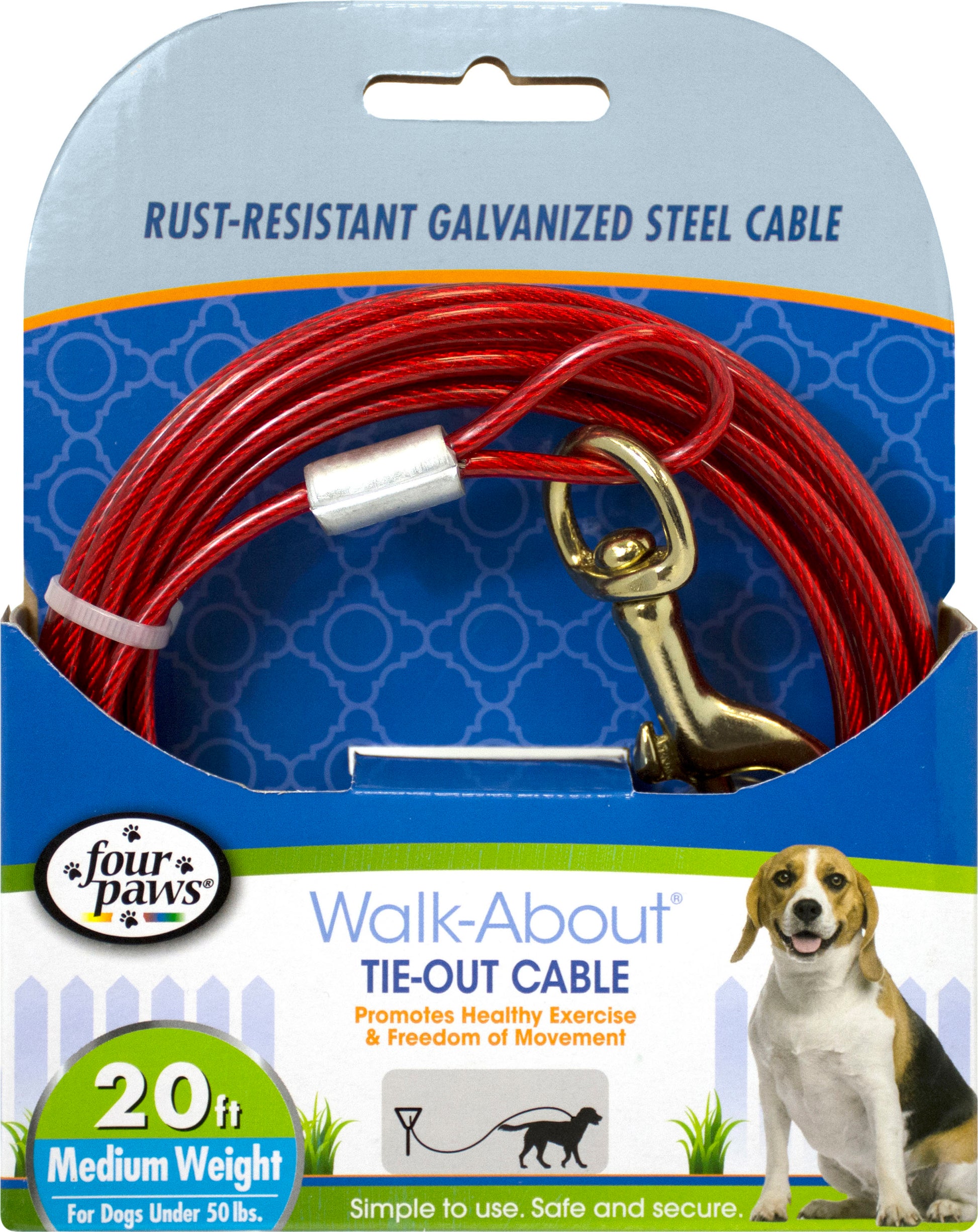 Four Paws Walk-About Tie-Out Cable Medium Weight