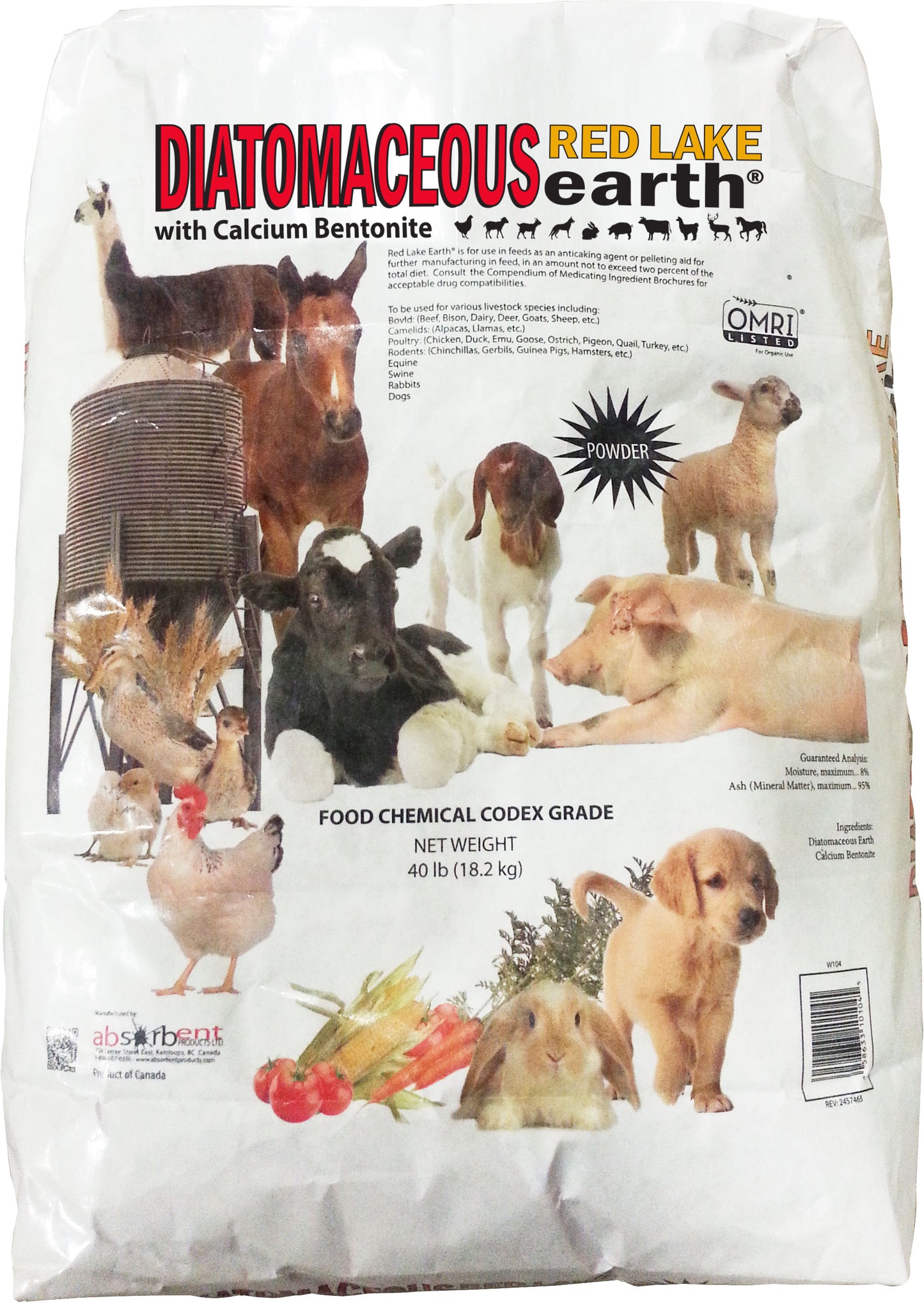 Red Lake Diatomaceous Earth W/Calcium Bentonite
