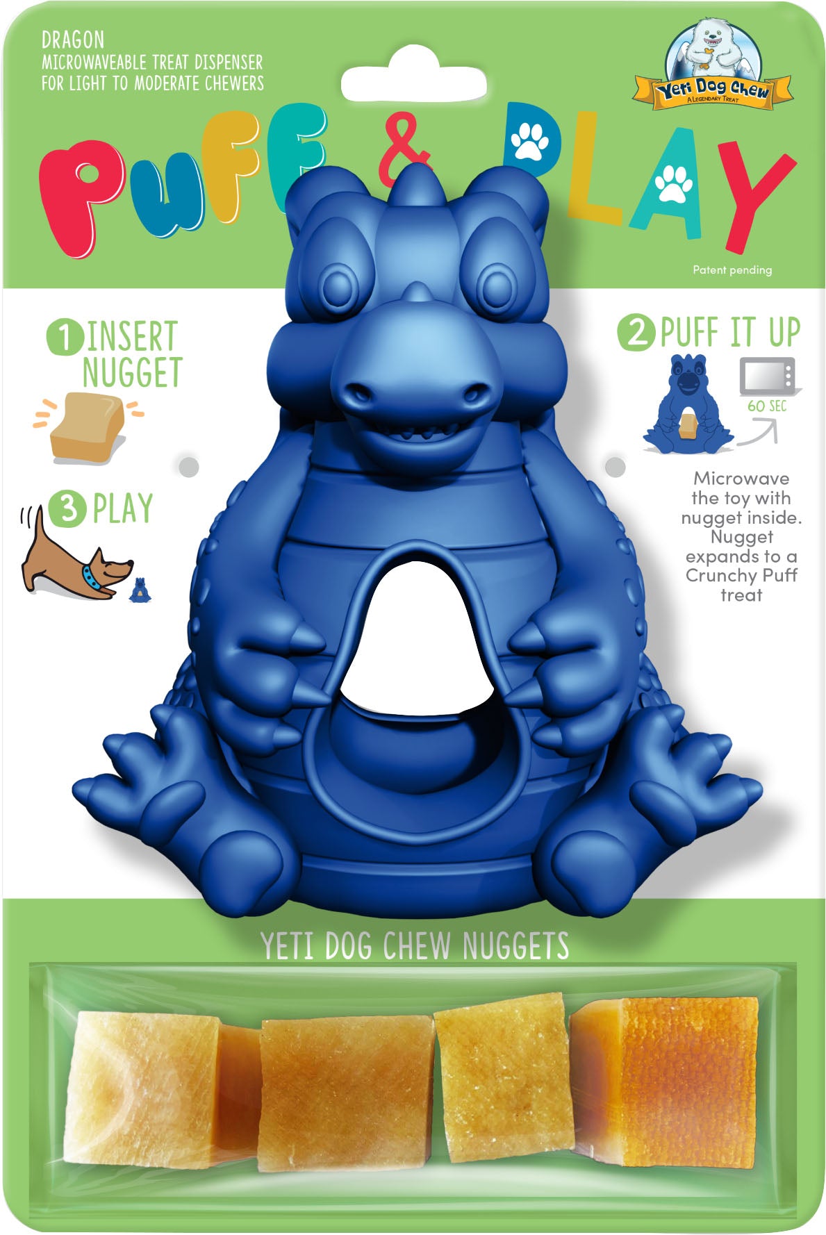 Yeti Pet Products Hangry Dragon Puff/Play Dog Toy