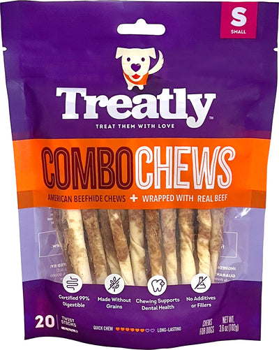 Treatly Beefhide Combo Chews Twist Sticks W/Meat W
