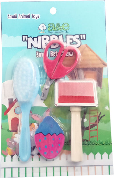 Nibbles Wood Grooming Kit W/Brushes And Scissors