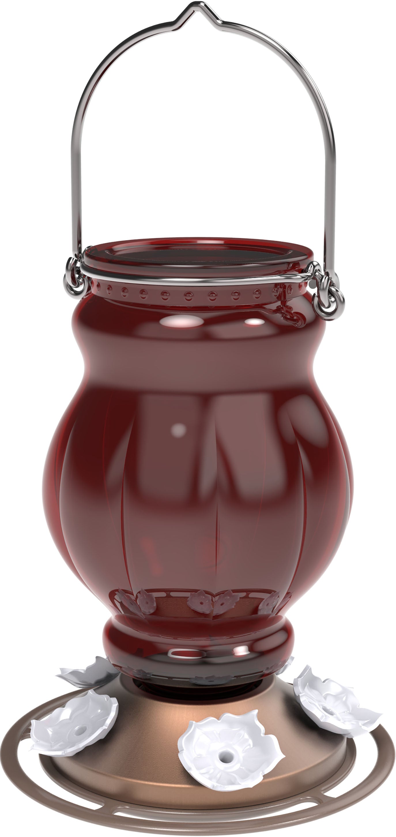 Ruby Visions Antique Glass Hummingbird Feeder