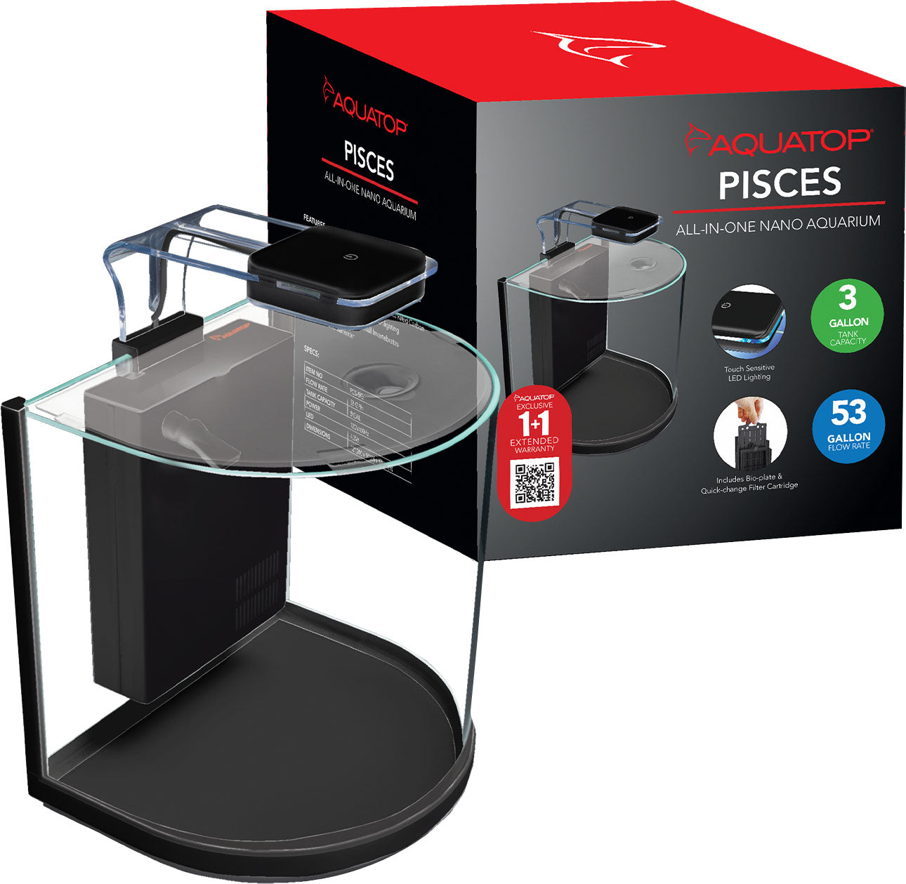 Pisces Nano Bowfront Glass Aquarium