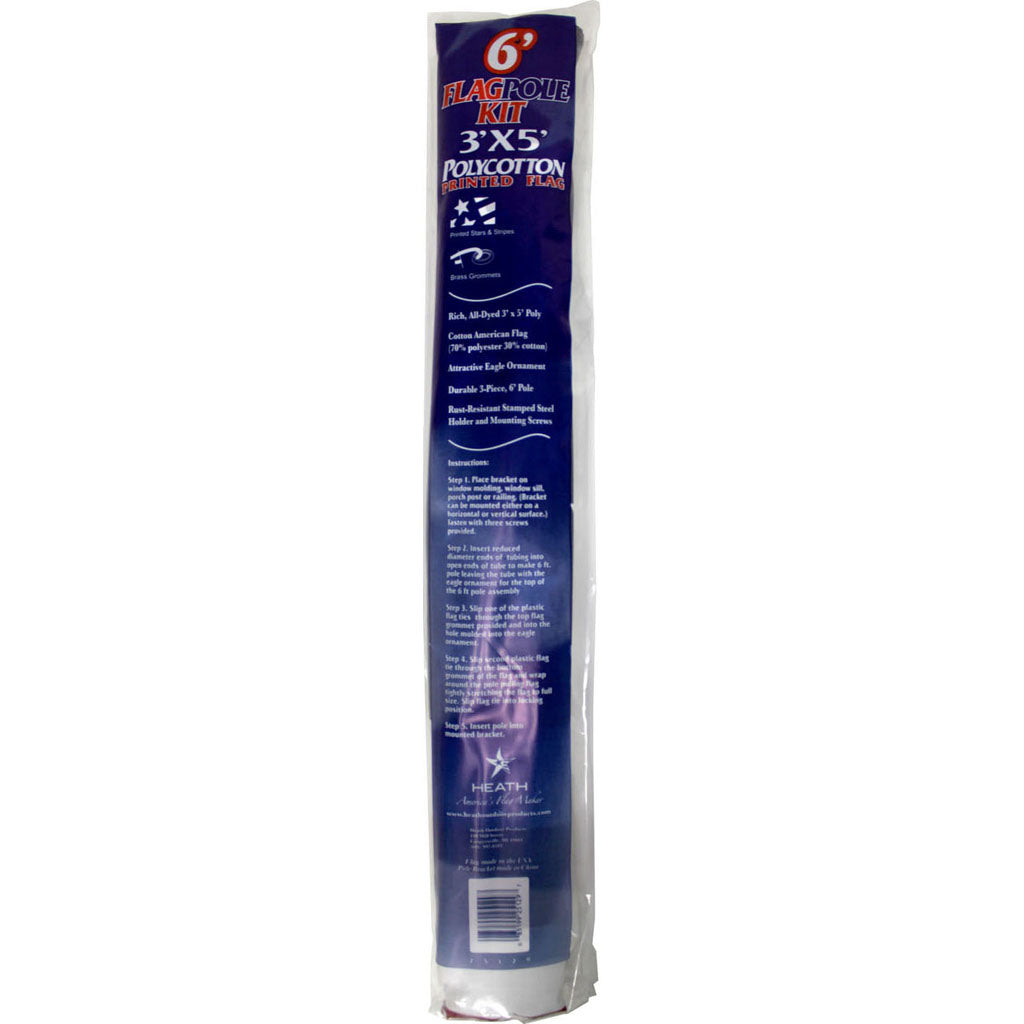 Us Polycotton Flag & 6 Ft Pole Kit W/Wall Bracket