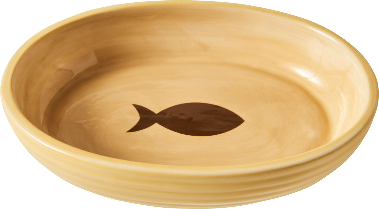 Spot Elegance Ribbed Stoneware Cat Dish