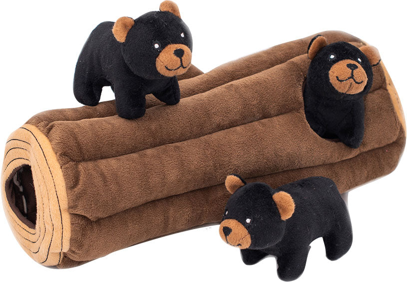 Zippypaws Burrow Black Bear Log