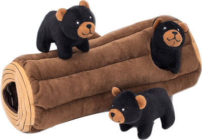 Zippypaws Burrow Black Bear Log