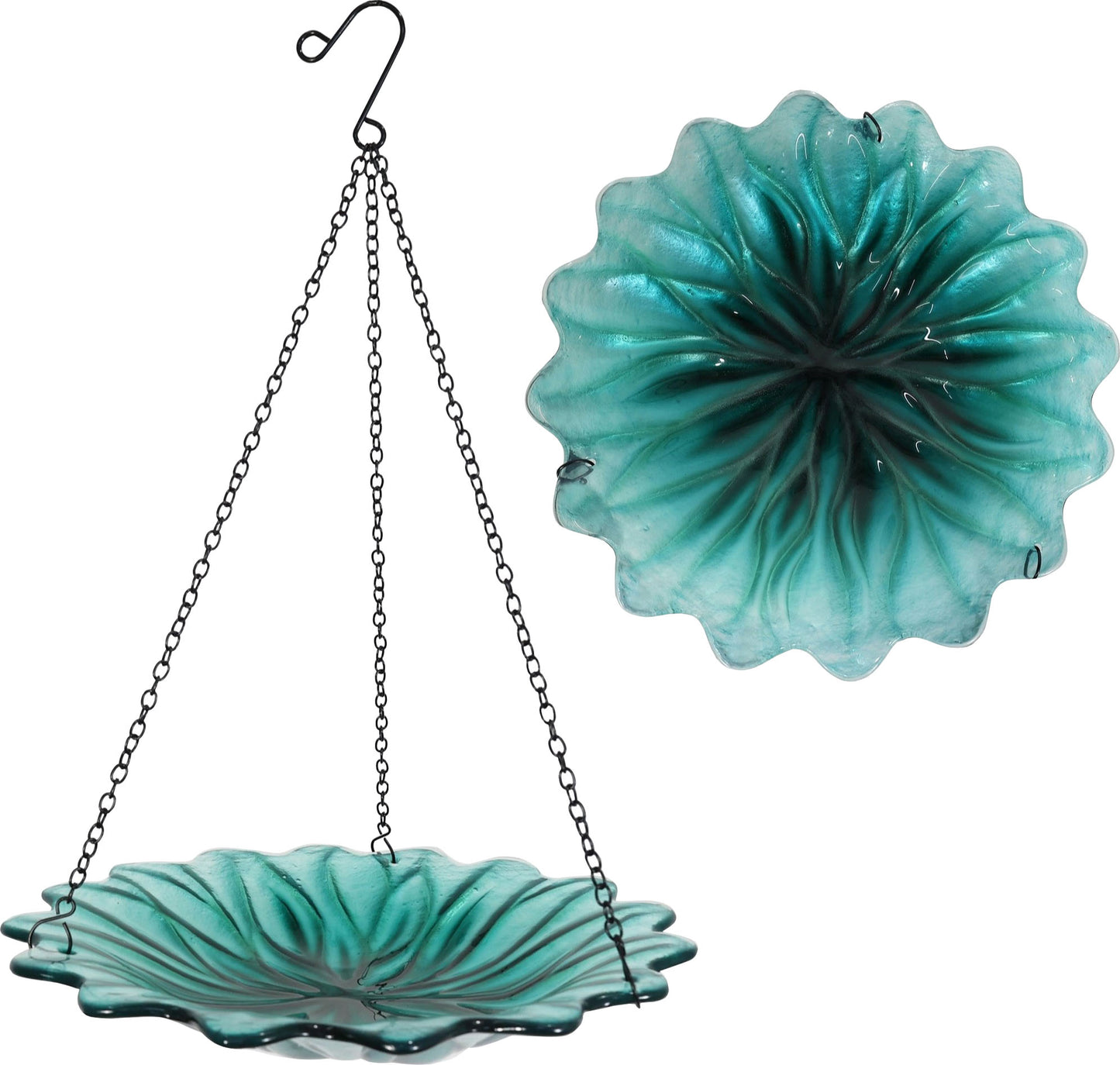 Ecocycle Turquoise Dahlia Hanging Bird Bath/Feeder