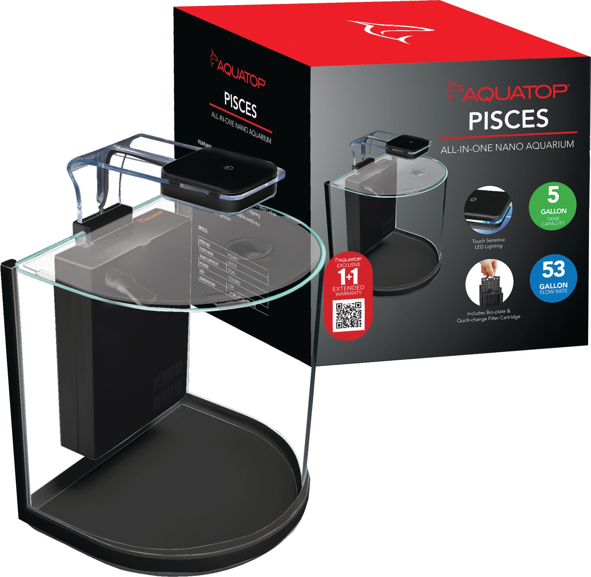 Pisces Nano Bowfront Glass Aquarium