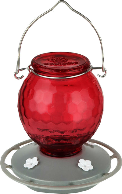 Ecocycle Crimson Comb Glass Hummingbird Feeder