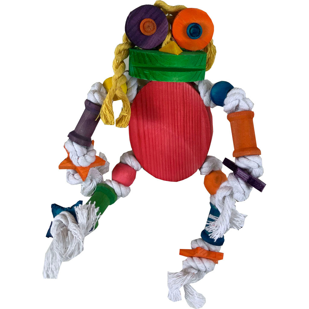 Happy Beaks Silly Wood Frog Bird Toy