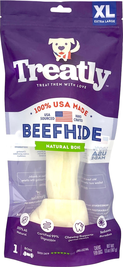 Treatly 100% Usa Beefhide Bone W/Header Card