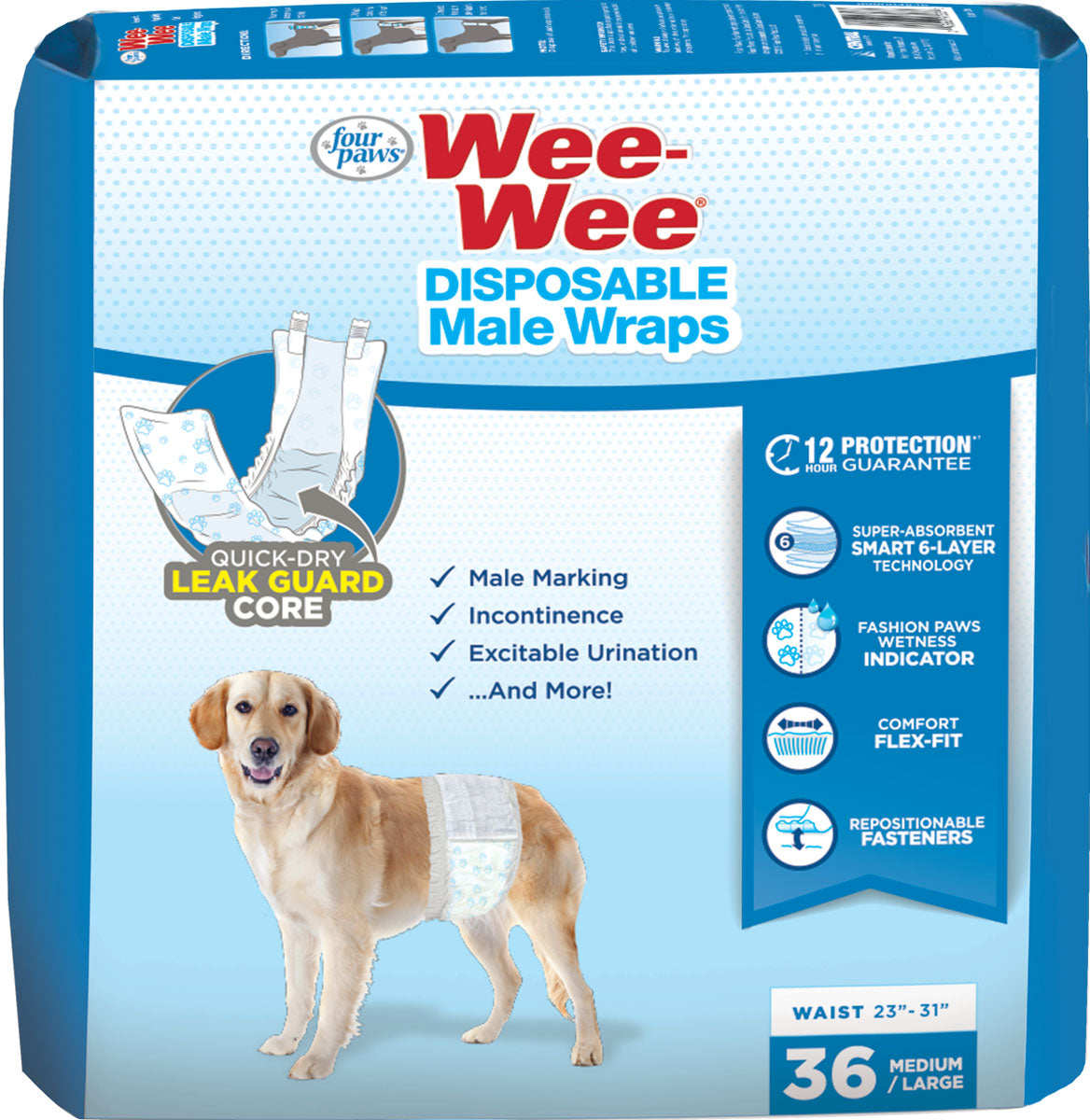 Wee-Wee Disposable Male Dog Wraps