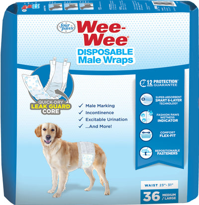 Wee-Wee Disposable Male Dog Wraps