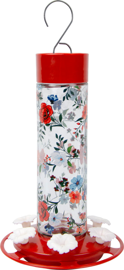 Vintage Blossom Decorative Glass Hummingbird Feede