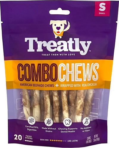 Treatly Beefhide Combo Chews Chip Rolls W/Meat Wra