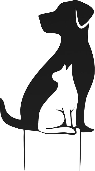 Dog With Cat Shadow Yard Stake