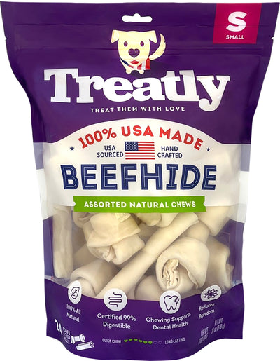 Treatly 100% Usa Beefhide Bones & Rolls