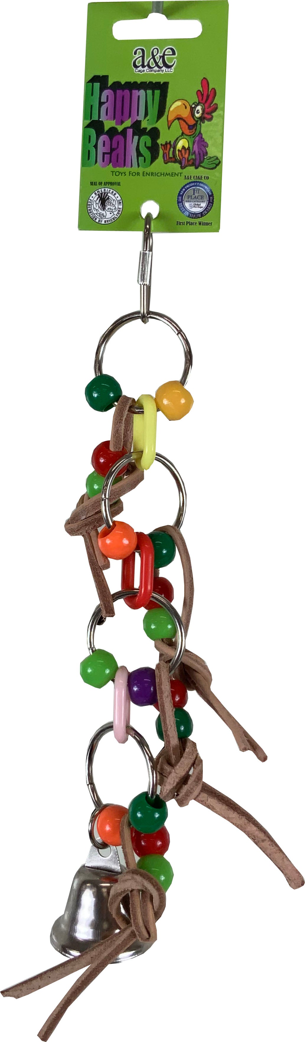 Happy Beaks Plst Chain W/Leather & Ball Bird Toy