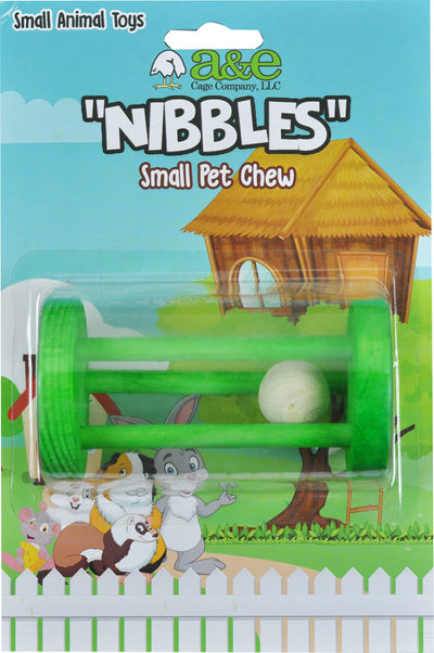 Nibbles Wooden Cylinder W/Ball Chew Toy