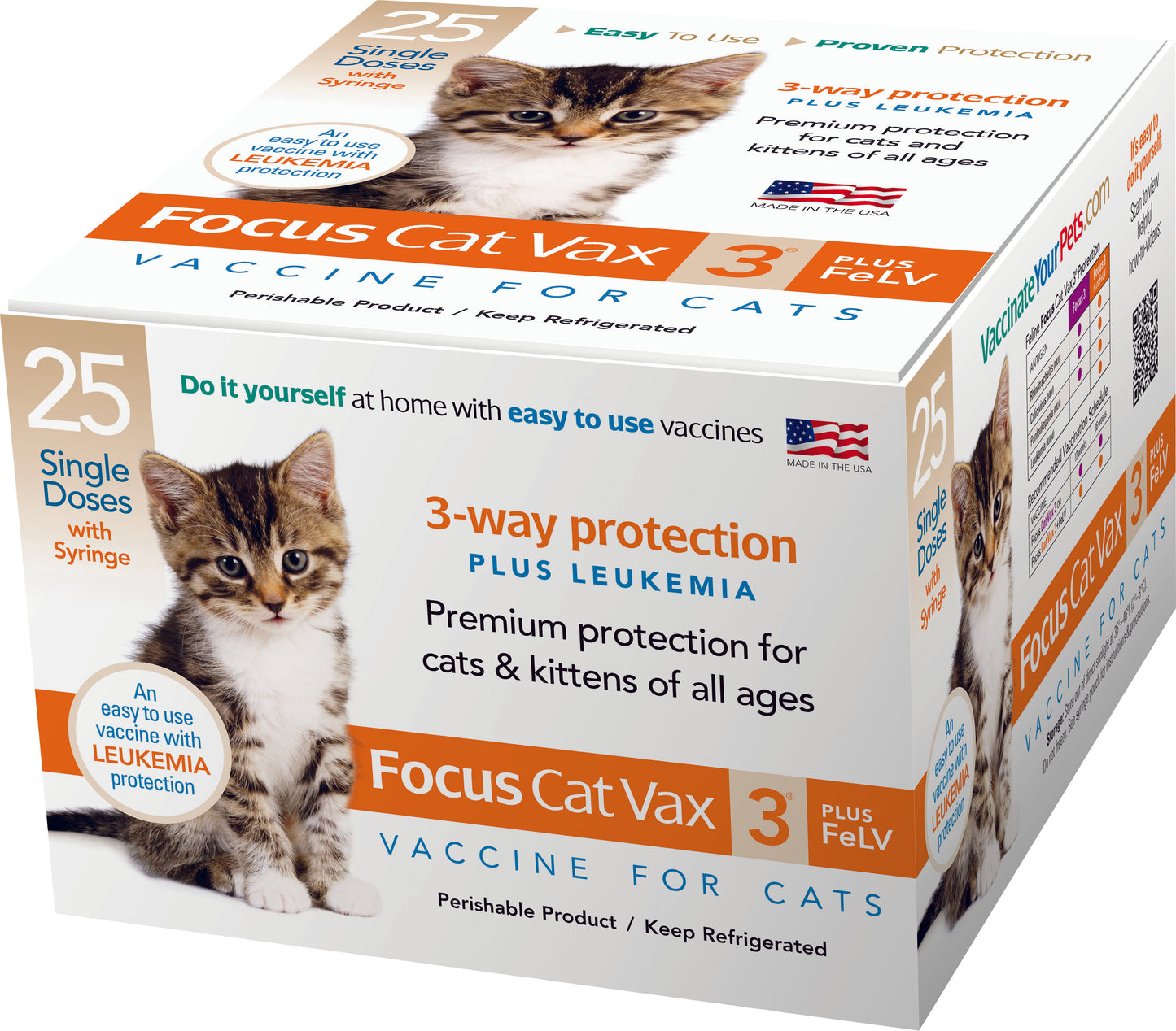 Focus Cat Vax 3 Plus Felv W/Syringe