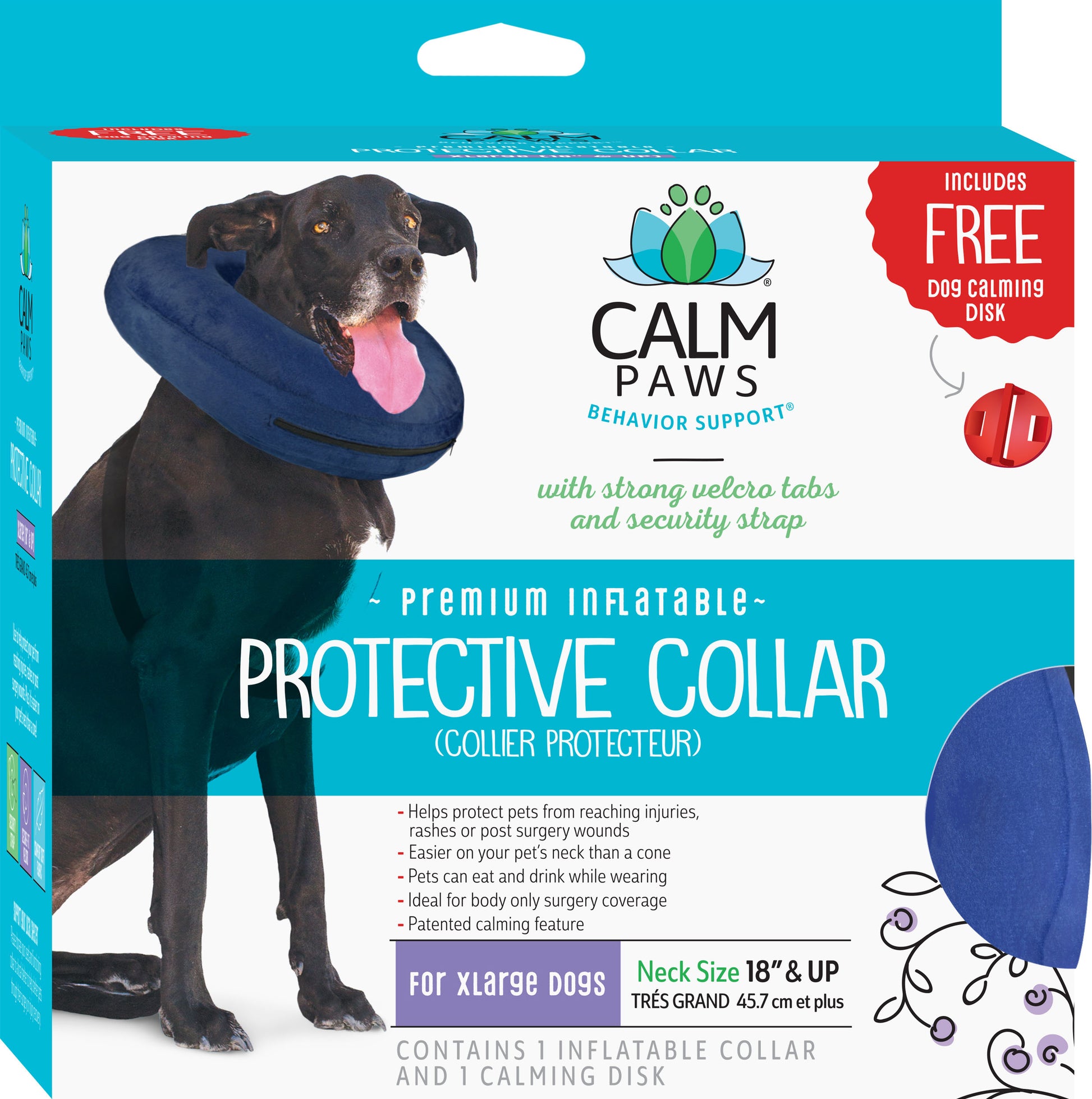 Protective Inflatable Collar W/Dog Calming Disk