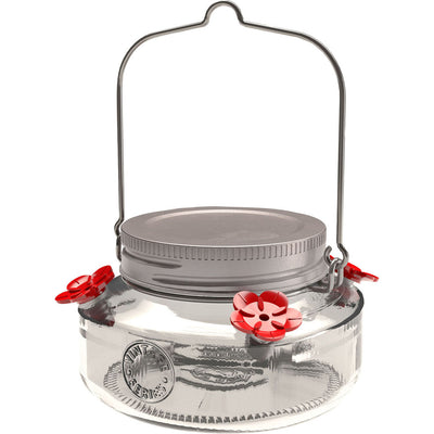 Vintage Mini Mason Jar Glass Hummingbird Feeder