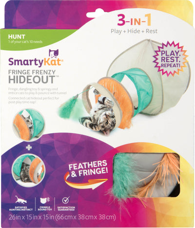 Smartykat Fringe Frenzy Cat Hideout W/ Tunnel