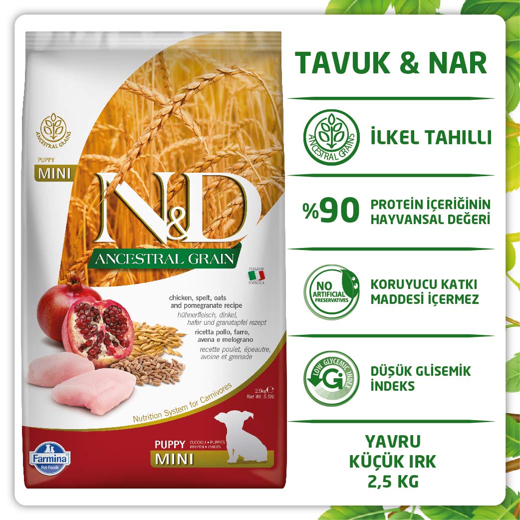 Farmina Natural And Delicious Chicken And Ancestral Low-Grain Puppy Formula S...